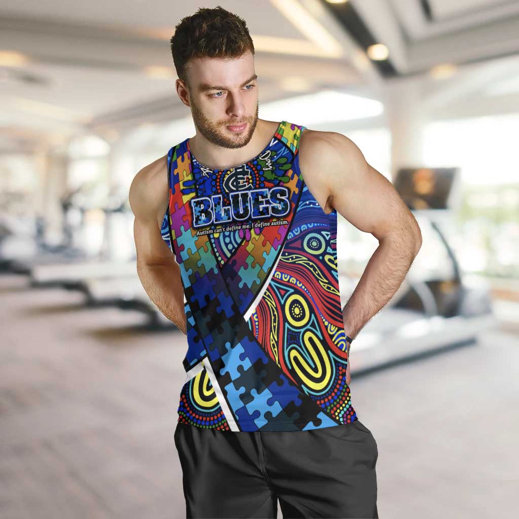 Autism Awareness Australia Carlton Blues Men Tank Top Aboriginal Indigenous Art
