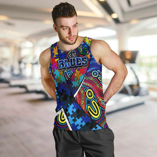 Autism Awareness Australia Carlton Blues Men Tank Top Aboriginal Indigenous Art