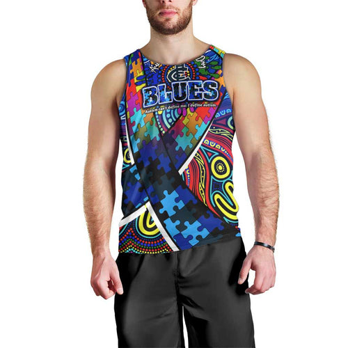 Autism Awareness Australia Carlton Blues Men Tank Top Aboriginal Indigenous Art