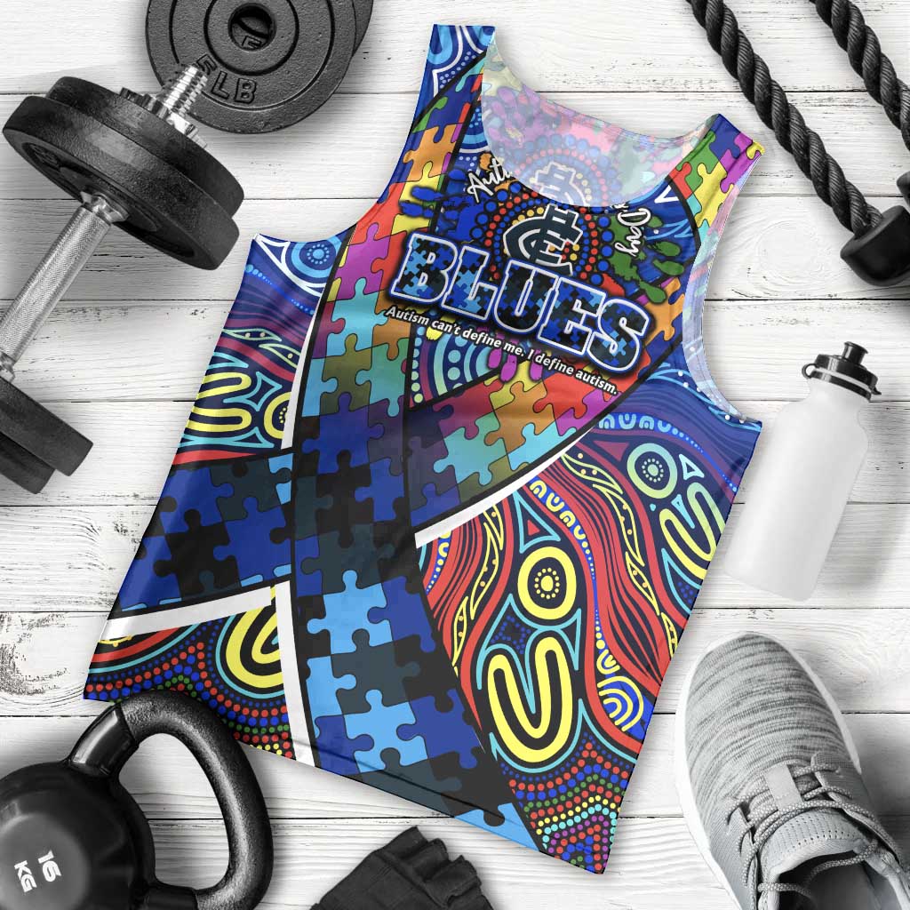 Autism Awareness Australia Carlton Blues Men Tank Top Aboriginal Indigenous Art