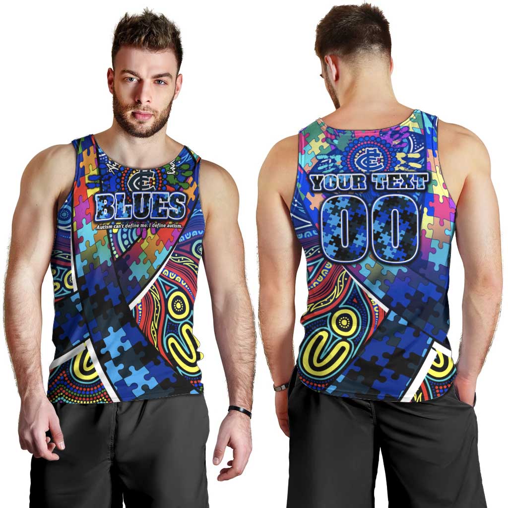 Autism Awareness Australia Carlton Blues Men Tank Top Aboriginal Indigenous Art
