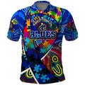 Autism Awareness Australia Carlton Blues Polo Shirt Aboriginal Indigenous Art