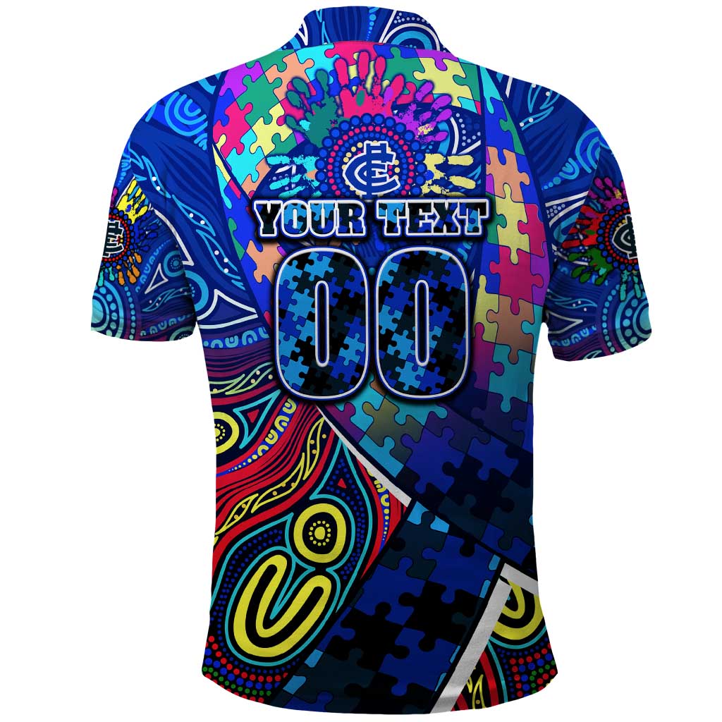 Autism Awareness Australia Carlton Blues Polo Shirt Aboriginal Indigenous Art