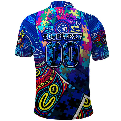 Autism Awareness Australia Carlton Blues Polo Shirt Aboriginal Indigenous Art