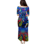 Autism Awareness Australia Carlton Blues Puletasi Aboriginal Indigenous Art