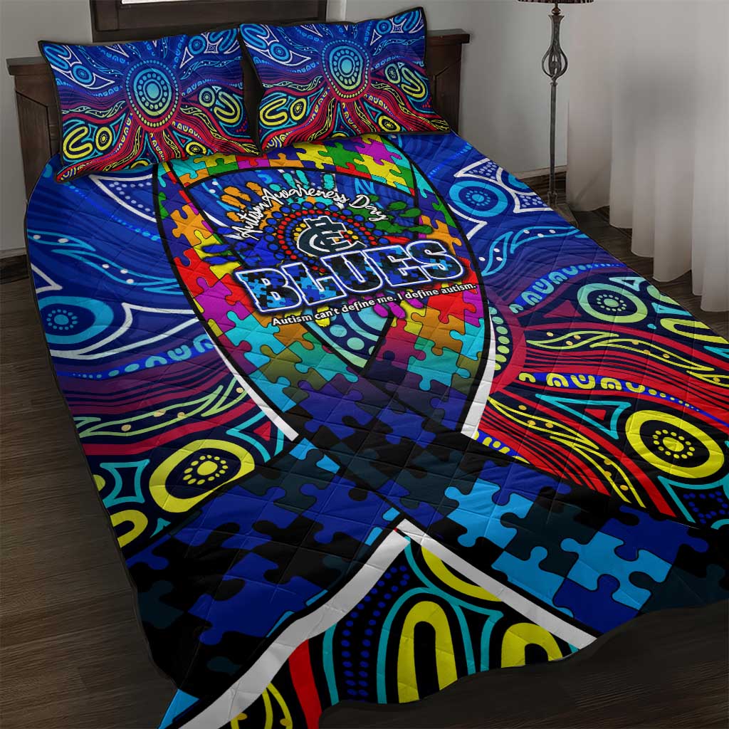 Autism Awareness Australia Carlton Blues Quilt Bed Set Aboriginal Indigenous Art