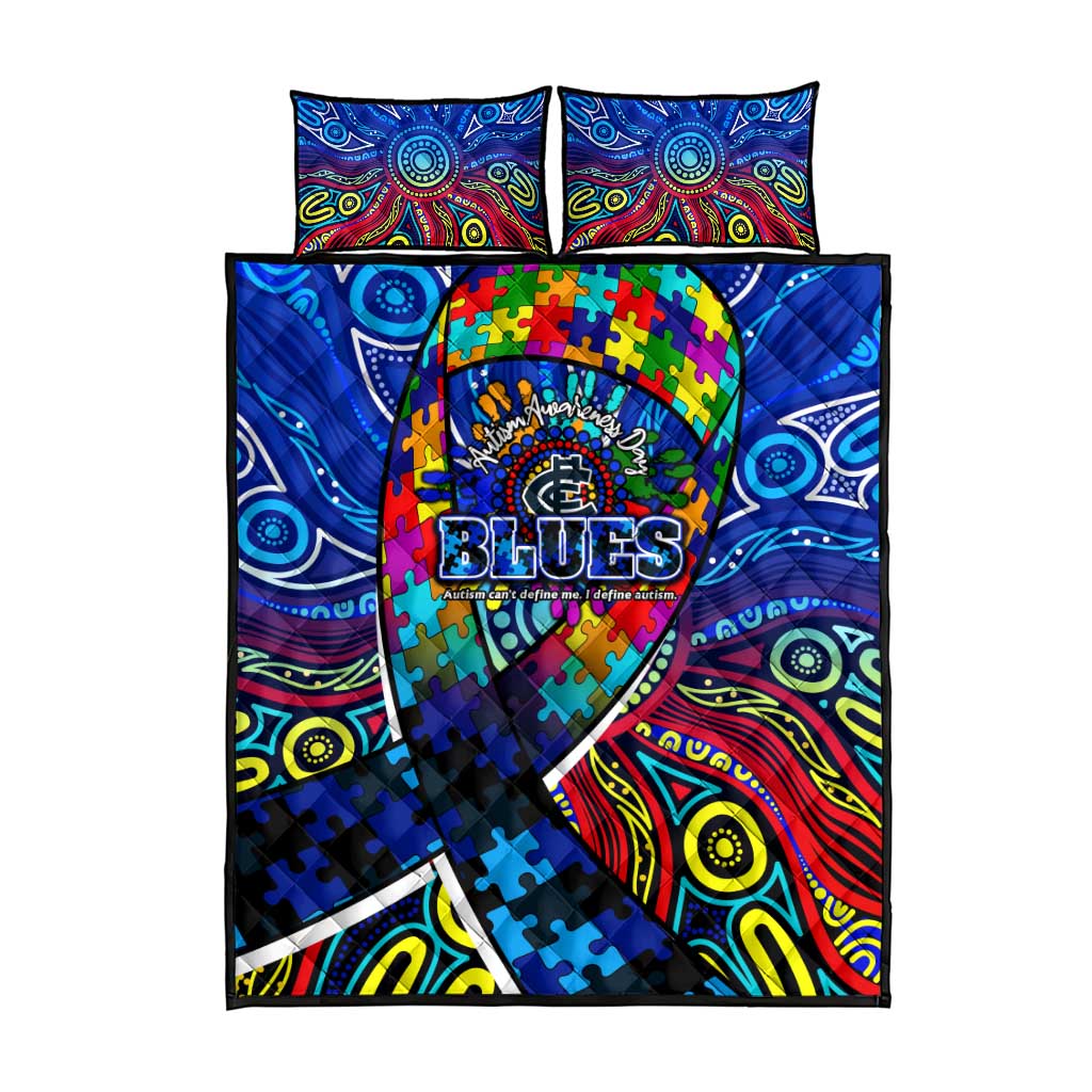 Autism Awareness Australia Carlton Blues Quilt Bed Set Aboriginal Indigenous Art