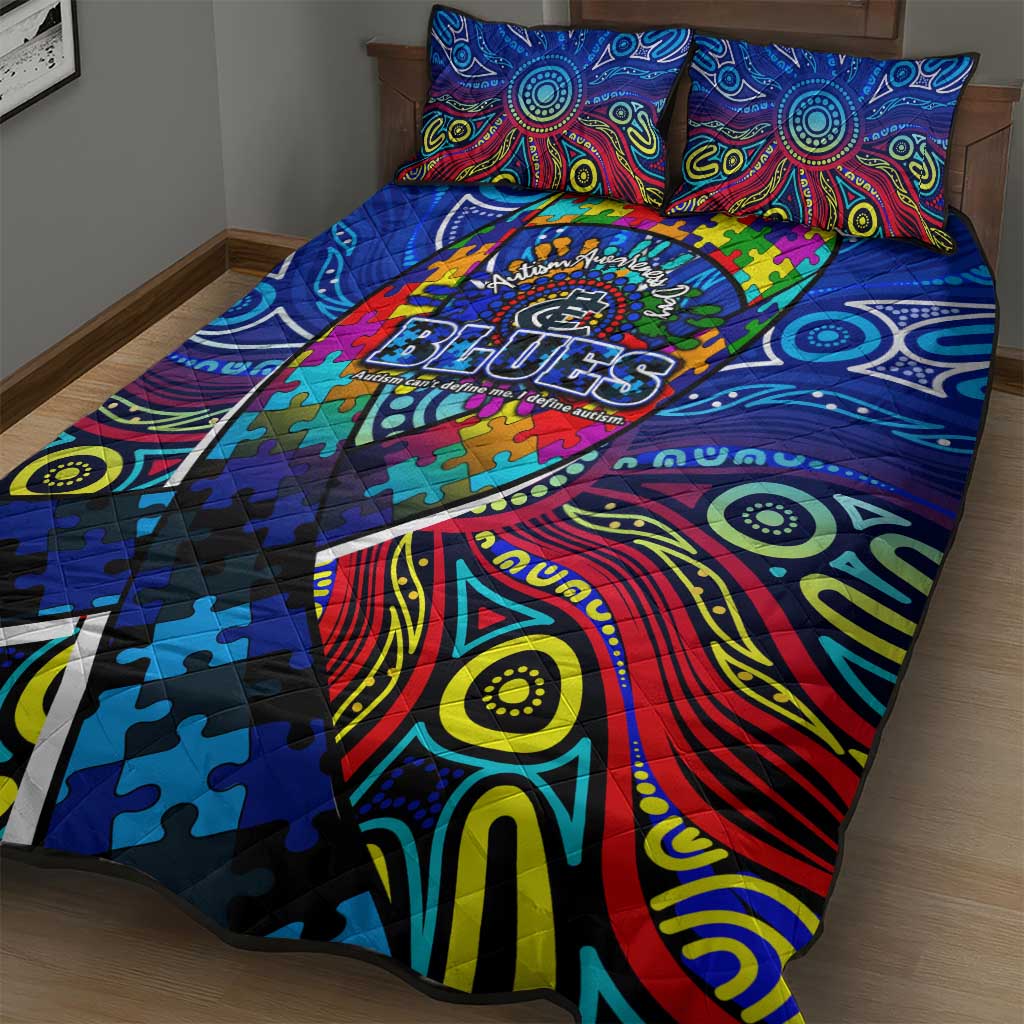 Autism Awareness Australia Carlton Blues Quilt Bed Set Aboriginal Indigenous Art