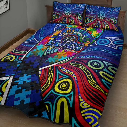 Autism Awareness Australia Carlton Blues Quilt Bed Set Aboriginal Indigenous Art