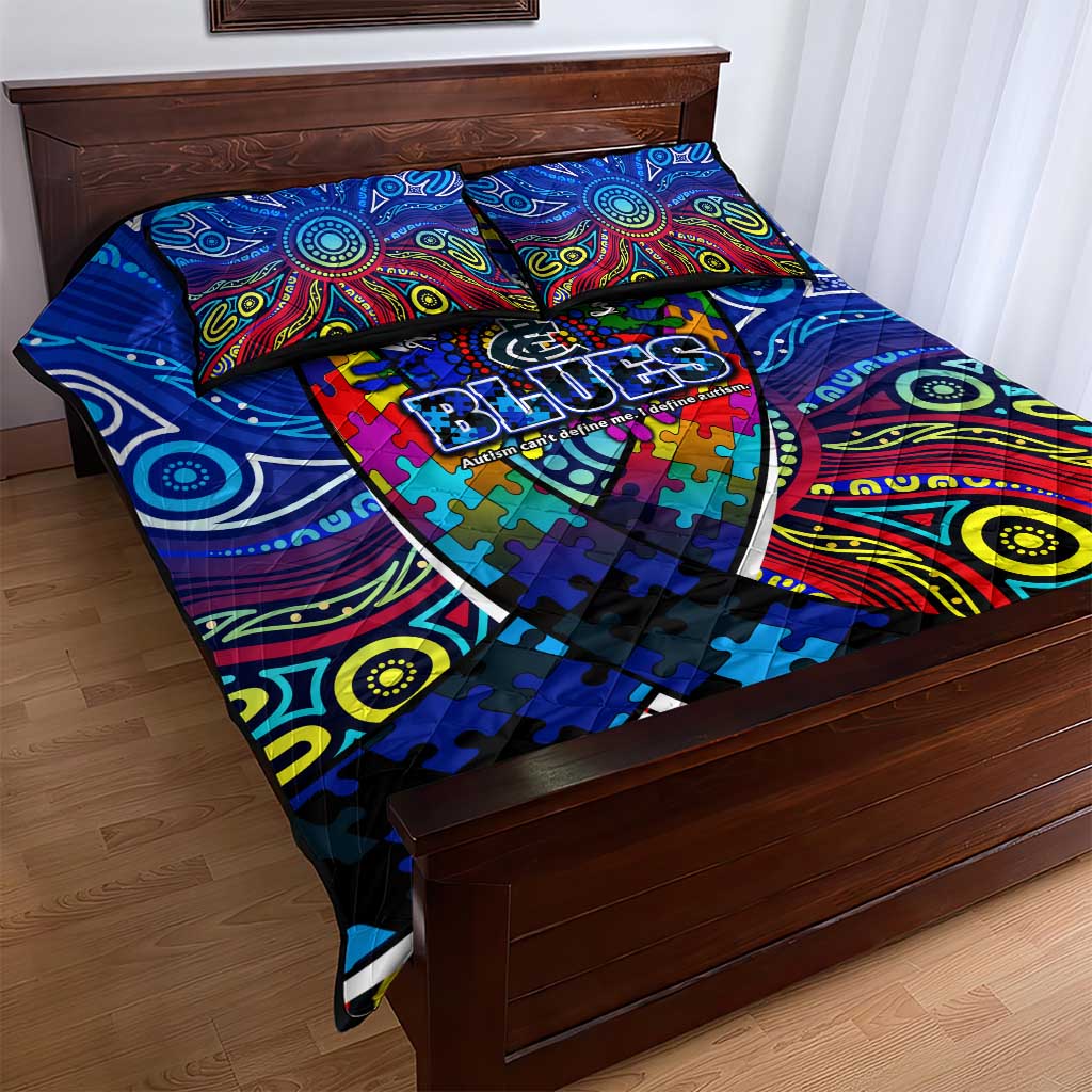 Autism Awareness Australia Carlton Blues Quilt Bed Set Aboriginal Indigenous Art