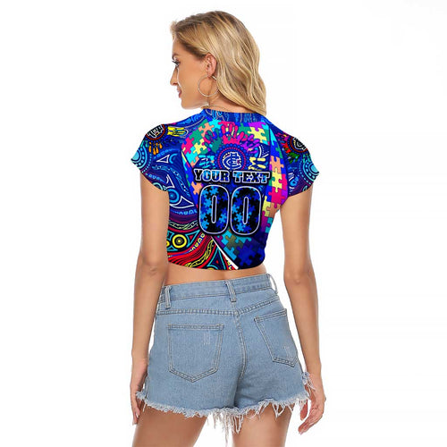 Autism Awareness Australia Carlton Blues Raglan Cropped T Shirt Aboriginal Indigenous Art