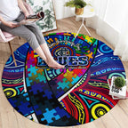Autism Awareness Australia Carlton Blues Round Carpet Aboriginal Indigenous Art