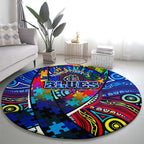 Autism Awareness Australia Carlton Blues Round Carpet Aboriginal Indigenous Art