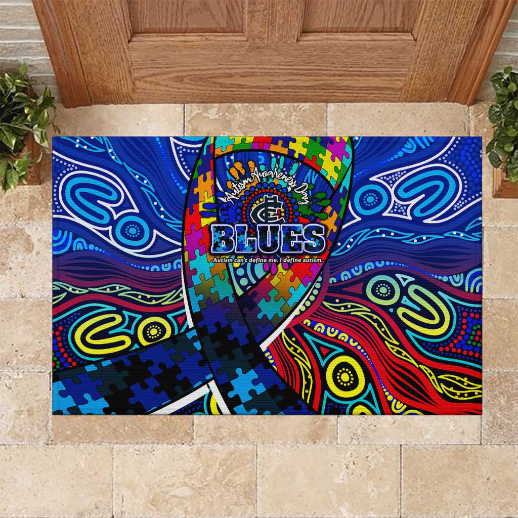 Autism Awareness Australia Carlton Blues Rubber Doormat Aboriginal Indigenous Art