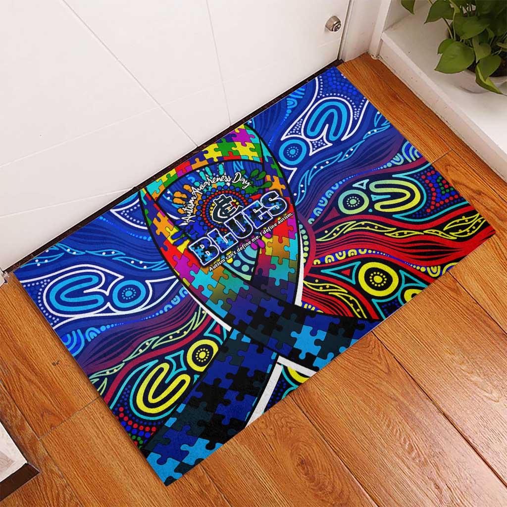 Autism Awareness Australia Carlton Blues Rubber Doormat Aboriginal Indigenous Art