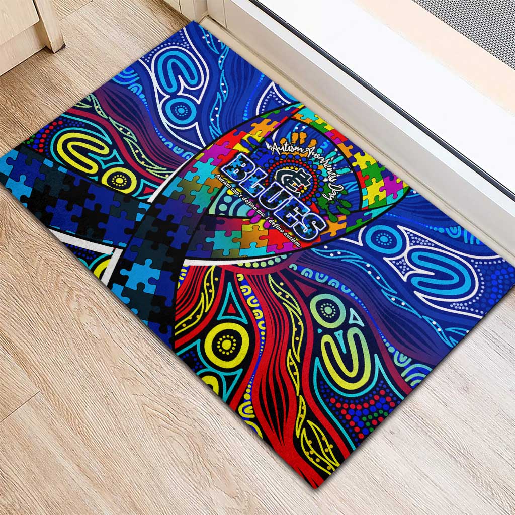 Autism Awareness Australia Carlton Blues Rubber Doormat Aboriginal Indigenous Art