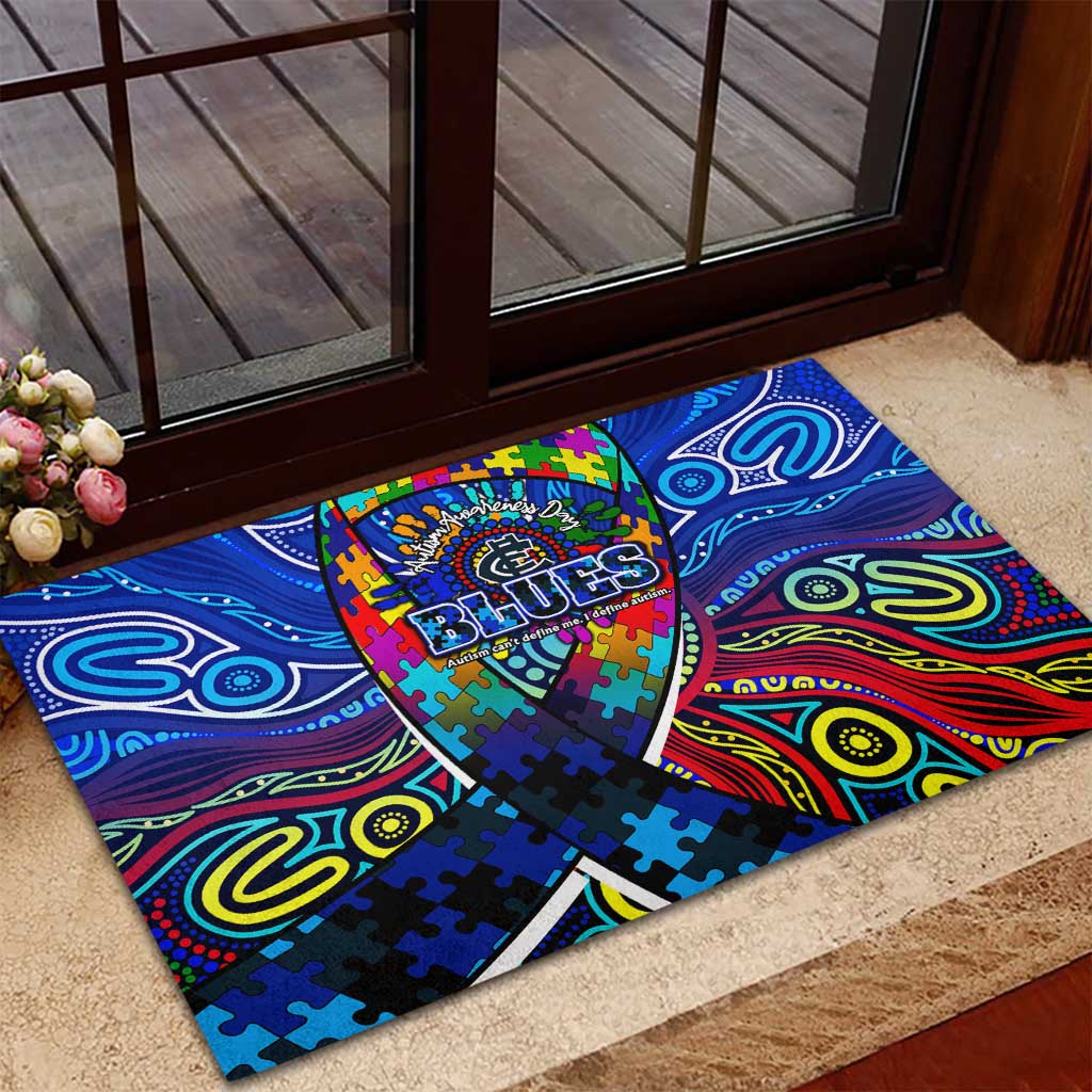 Autism Awareness Australia Carlton Blues Rubber Doormat Aboriginal Indigenous Art