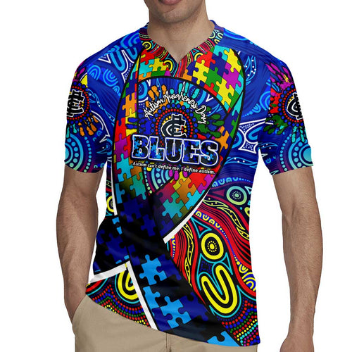 Autism Awareness Australia Carlton Blues Rugby Jersey Aboriginal Indigenous Art