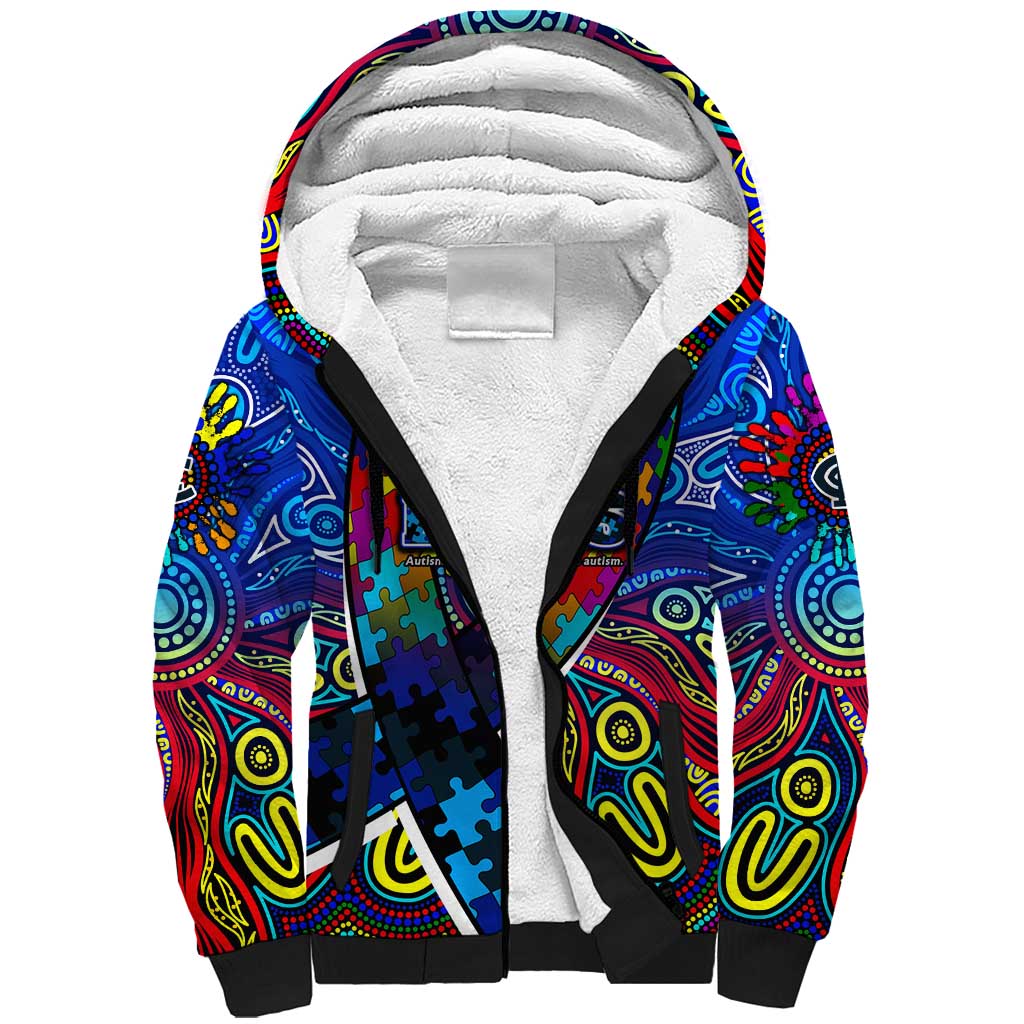 Autism Awareness Australia Carlton Blues Sherpa Hoodie Aboriginal Indigenous Art