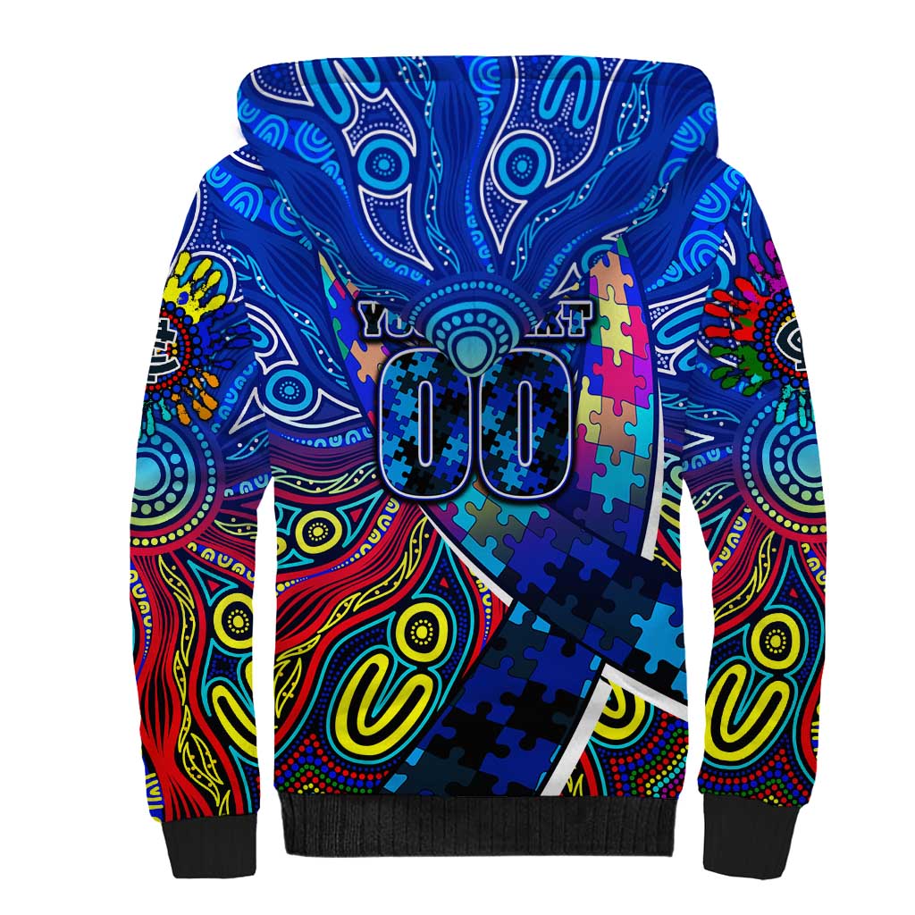 Autism Awareness Australia Carlton Blues Sherpa Hoodie Aboriginal Indigenous Art