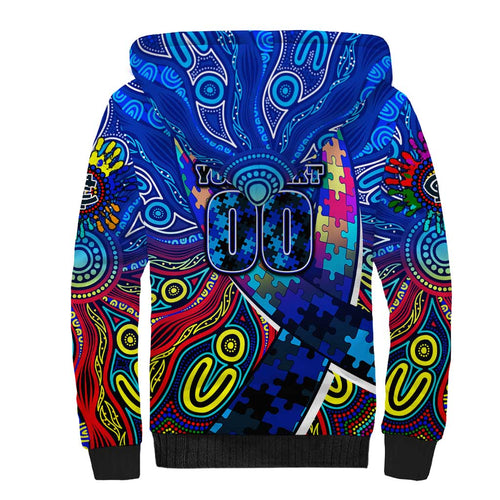 Autism Awareness Australia Carlton Blues Sherpa Hoodie Aboriginal Indigenous Art