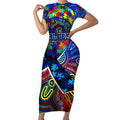 Autism Awareness Australia Carlton Blues Short Sleeve Bodycon Dress Aboriginal Indigenous Art