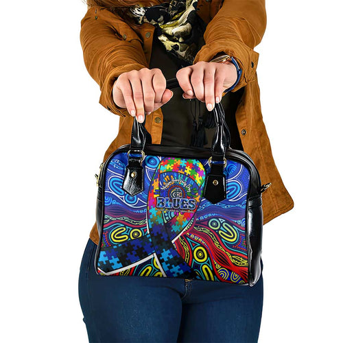 Autism Awareness Australia Carlton Blues Shoulder Handbag Aboriginal Indigenous Art