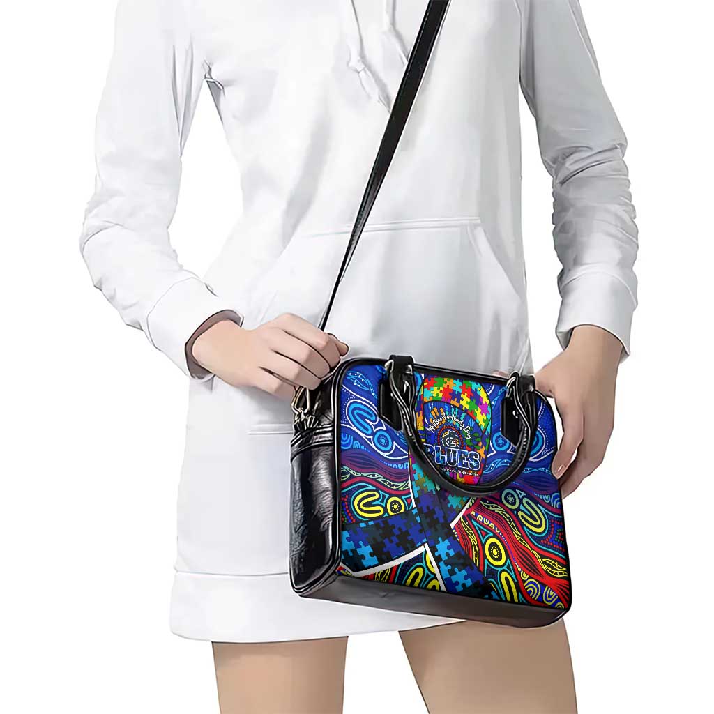 Autism Awareness Australia Carlton Blues Shoulder Handbag Aboriginal Indigenous Art