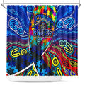 Autism Awareness Australia Carlton Blues Shower Curtain Aboriginal Indigenous Art