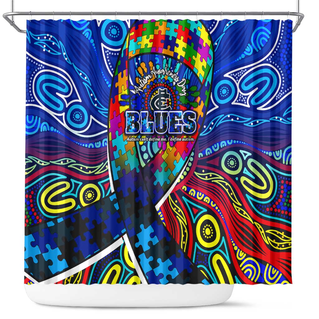 Autism Awareness Australia Carlton Blues Shower Curtain Aboriginal Indigenous Art