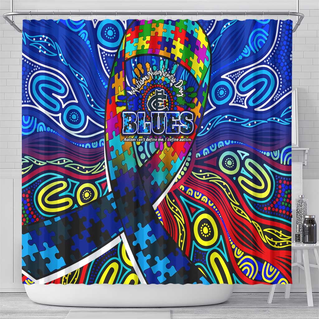 Autism Awareness Australia Carlton Blues Shower Curtain Aboriginal Indigenous Art