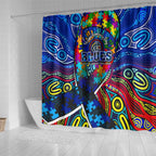 Autism Awareness Australia Carlton Blues Shower Curtain Aboriginal Indigenous Art