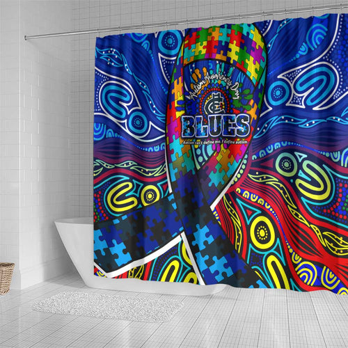 Autism Awareness Australia Carlton Blues Shower Curtain Aboriginal Indigenous Art