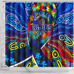 Autism Awareness Australia Carlton Blues Shower Curtain Aboriginal Indigenous Art