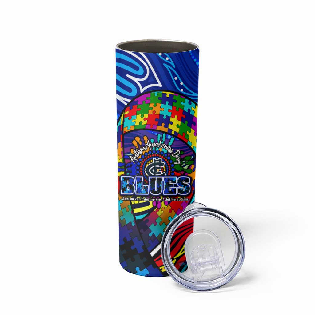 Autism Awareness Australia Carlton Blues Skinny Tumbler Aboriginal Indigenous Art