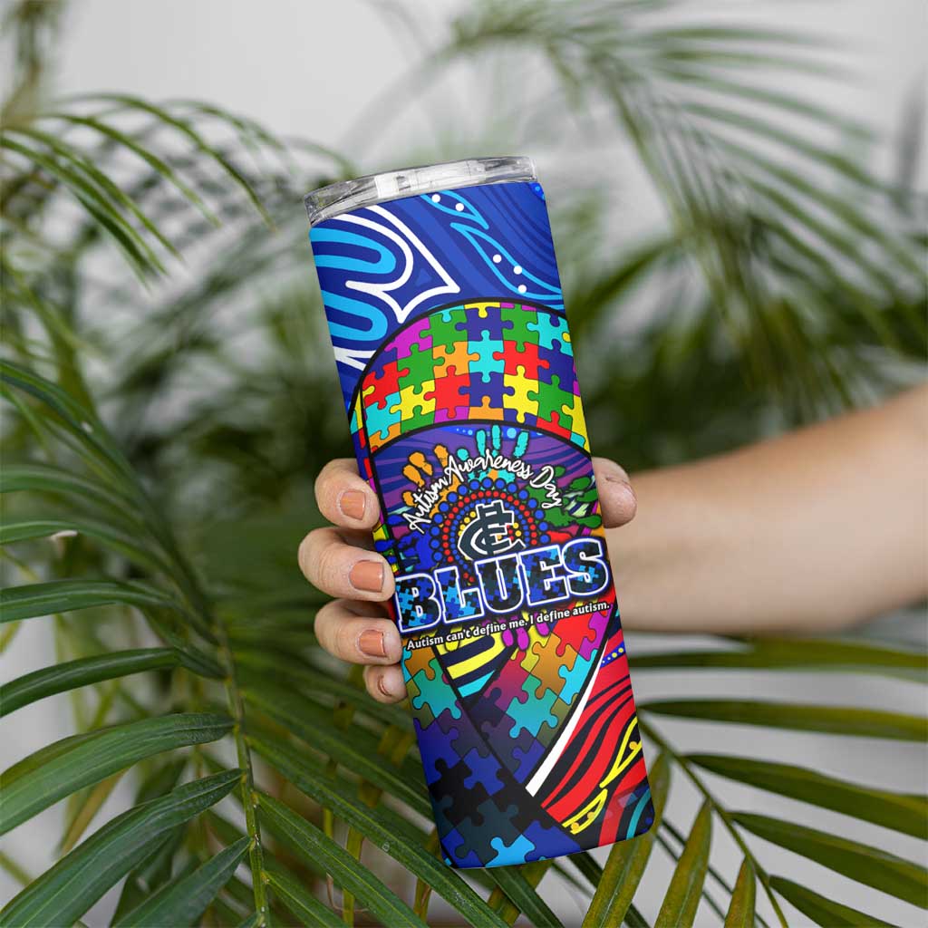 Autism Awareness Australia Carlton Blues Skinny Tumbler Aboriginal Indigenous Art