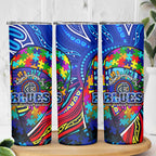 Autism Awareness Australia Carlton Blues Skinny Tumbler Aboriginal Indigenous Art
