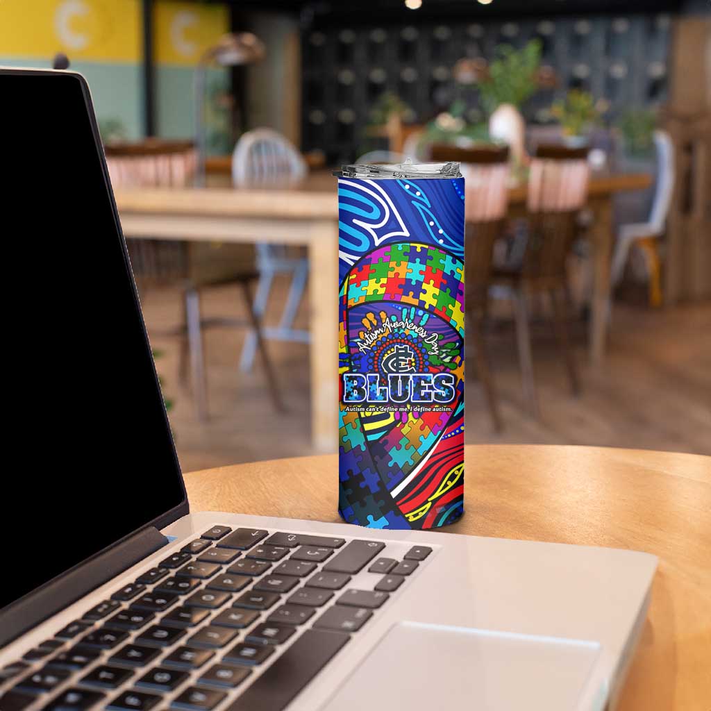 Autism Awareness Australia Carlton Blues Skinny Tumbler Aboriginal Indigenous Art