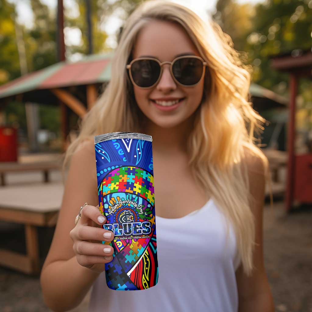 Autism Awareness Australia Carlton Blues Skinny Tumbler Aboriginal Indigenous Art