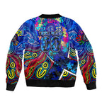 Autism Awareness Australia Carlton Blues Sleeve Zip Bomber Jacket Aboriginal Indigenous Art
