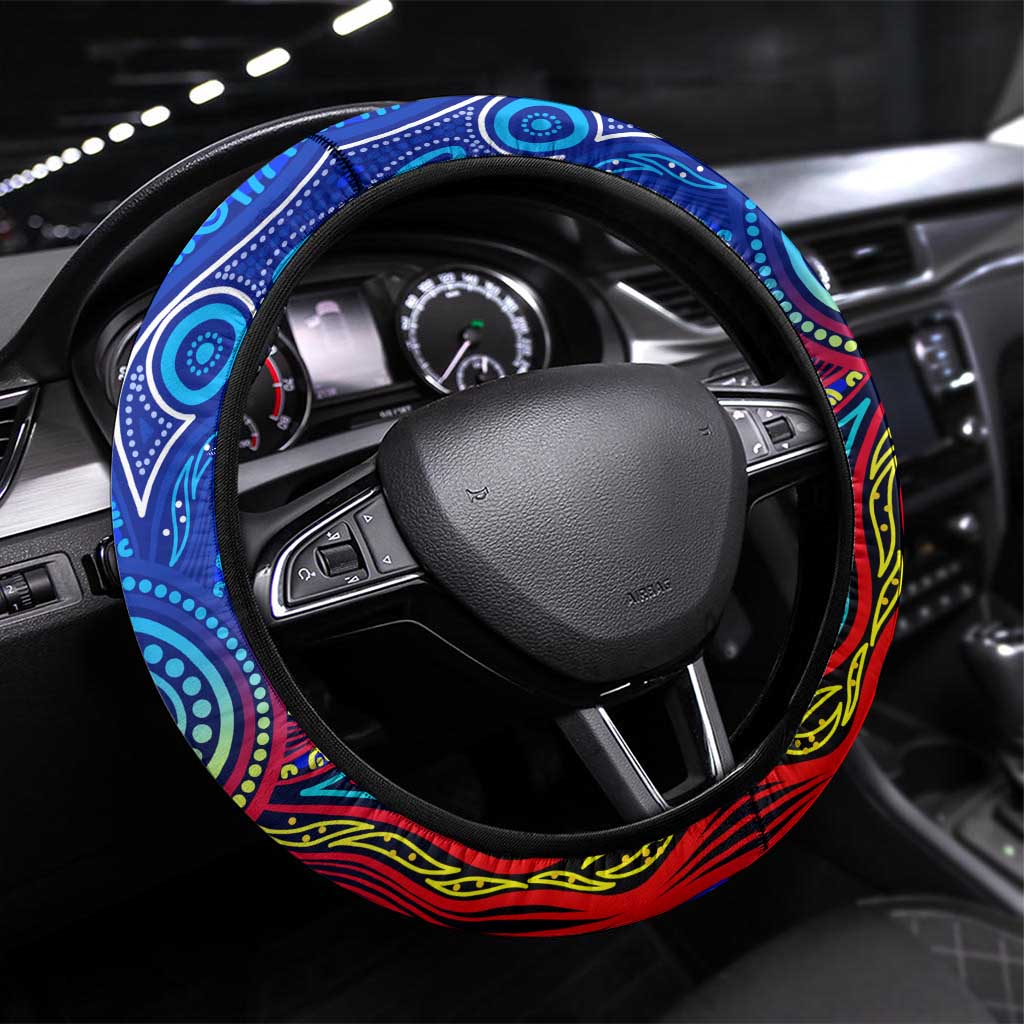 Autism Awareness Australia Carlton Blues Steering Wheel Cover Aboriginal Indigenous Art