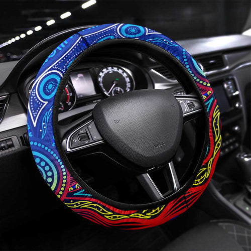 Autism Awareness Australia Carlton Blues Steering Wheel Cover Aboriginal Indigenous Art