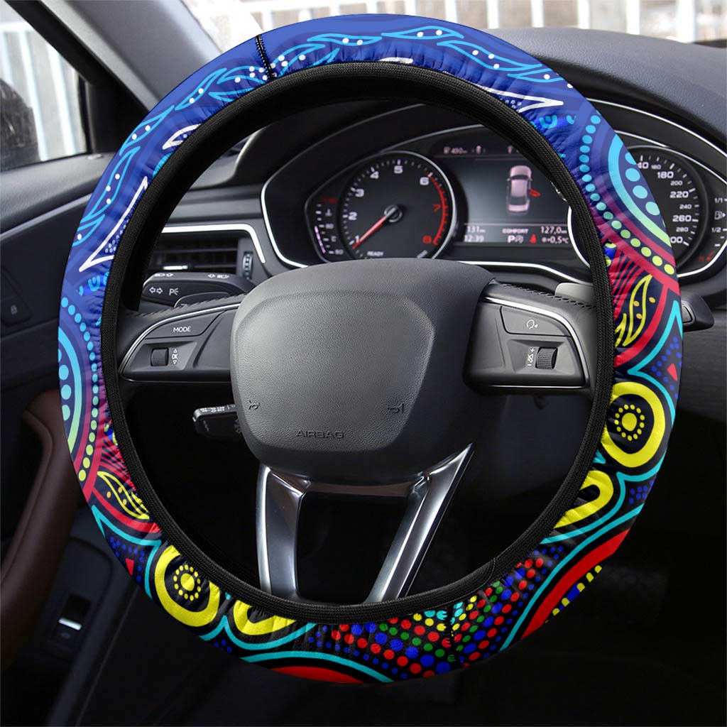 Autism Awareness Australia Carlton Blues Steering Wheel Cover Aboriginal Indigenous Art