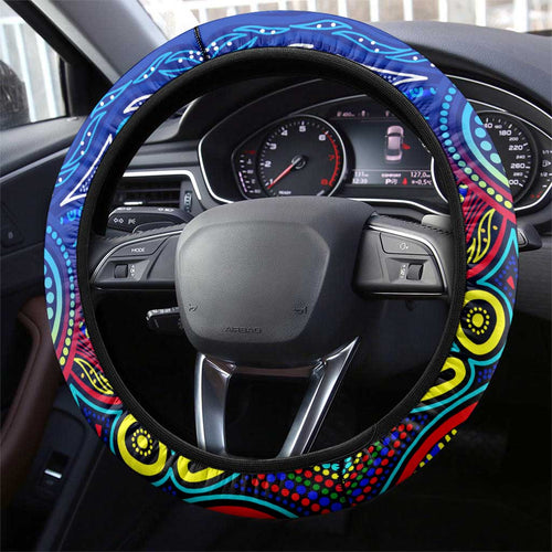 Autism Awareness Australia Carlton Blues Steering Wheel Cover Aboriginal Indigenous Art
