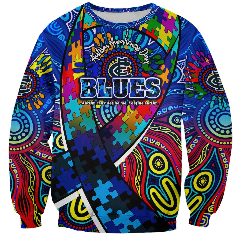 Autism Awareness Australia Carlton Blues Sweatshirt Aboriginal Indigenous Art