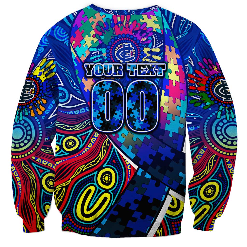Autism Awareness Australia Carlton Blues Sweatshirt Aboriginal Indigenous Art