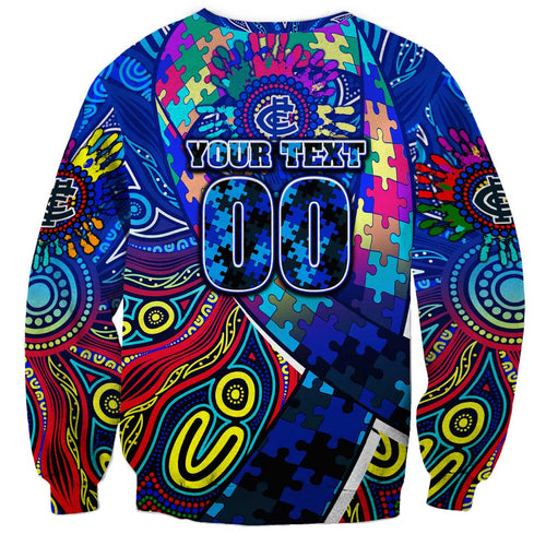 Autism Awareness Australia Carlton Blues Sweatshirt Aboriginal Indigenous Art