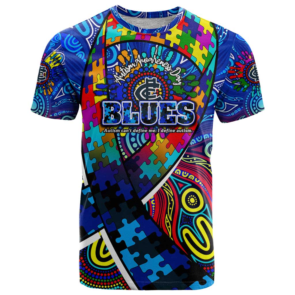 Autism Awareness Australia Carlton Blues T Shirt Aboriginal Indigenous Art