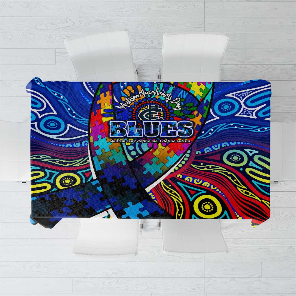 Autism Awareness Australia Carlton Blues Tablecloth Aboriginal Indigenous Art
