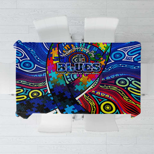 Autism Awareness Australia Carlton Blues Tablecloth Aboriginal Indigenous Art